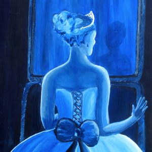 Self-Portrait, Blue Girl with dress and bow