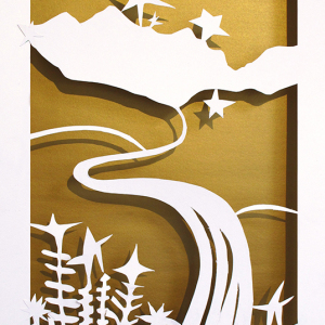 Mountain Landscape on Gold